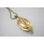 Antique 15ct Gold and Natural Seedpearl Locket Chain Necklace Hung on a Victorian snake chain. The