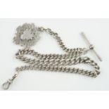 ***TO BE SOLD WITHOUT RESERVE*** SILVER FOB & ALBERT CHAIN, albert chain with fob, approx weight