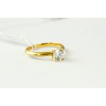 Fine 18kt Yellow gold solitaire diamond ring, approximately 0.75cts G/VS2. Uk size l 1/2 marked 18k.