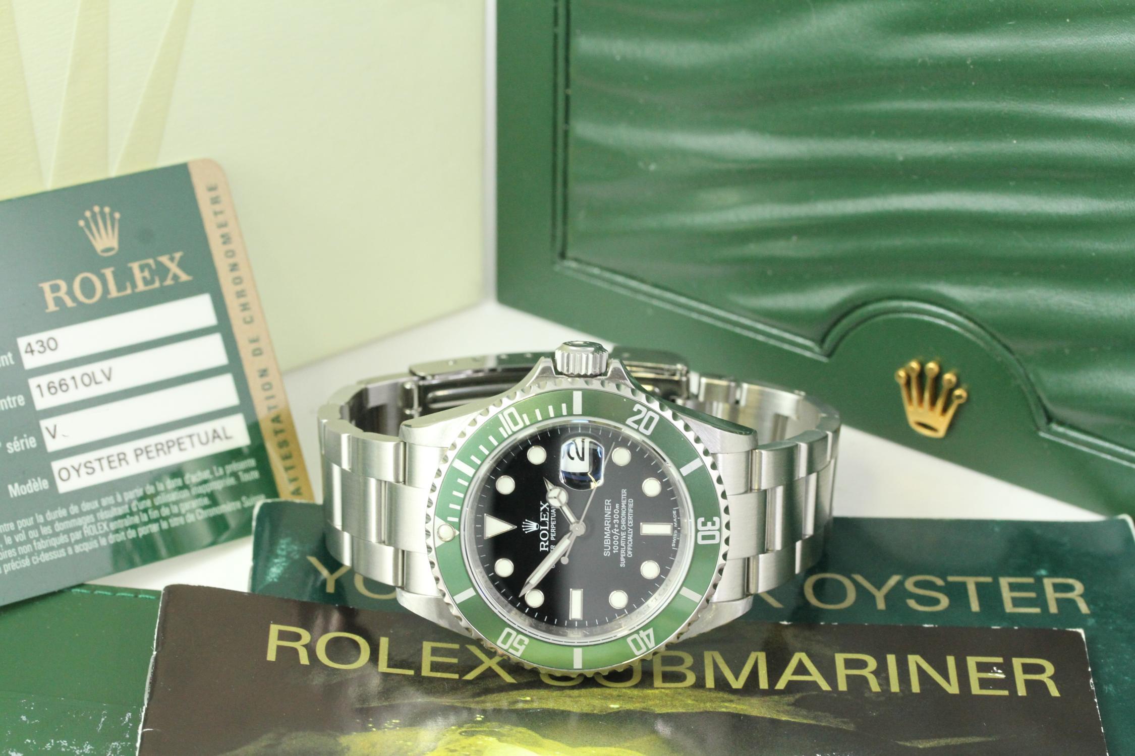 ROLEX SUBMARINER 'KERMIT' 16610LV BOX AND PAPERS 2009