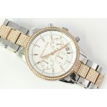 *TO BE SOLD WITHOUT RESERVE* MICHAEL KORS CHRONOGRAPH, stone set case, rose gold plated detail,