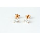 18kt Rose gold diamond earrings, approximately 1ct G/SI1