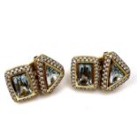 Fine designer CORUM heavy diamond and aquamarine pair of earrings. Measuring 2.6cm x 1.8cm wide.