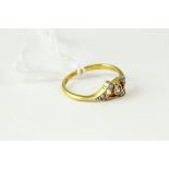 Antique 18ct gold diamond ring. Marked 18ct plat set with old cut diamonds. Uk size K. Weighs 1.9