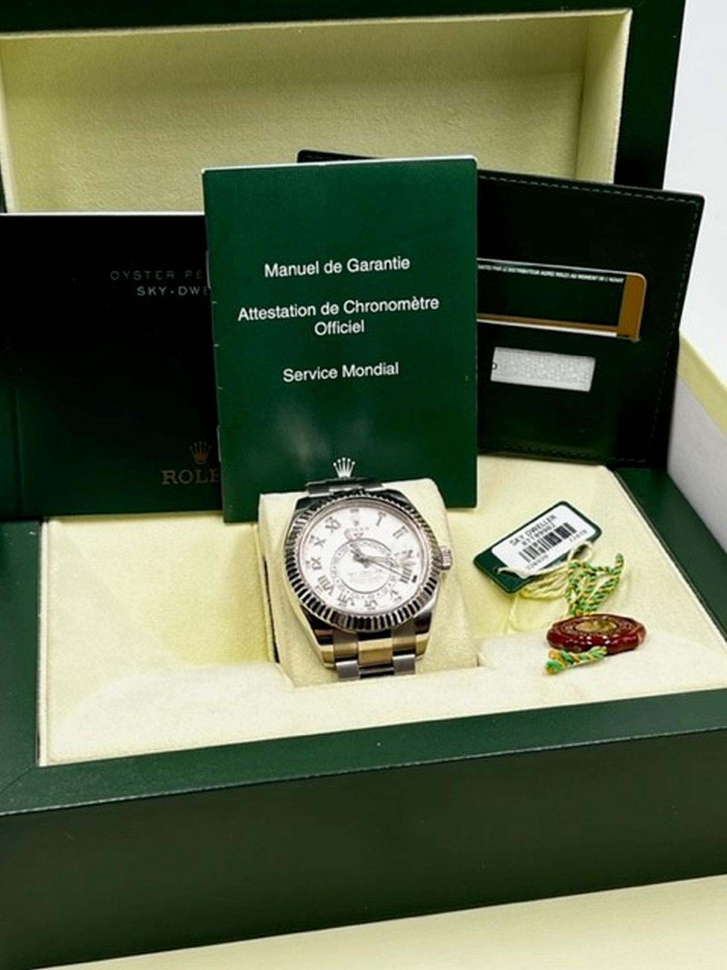 18CT WHITE GOLD ROLEX SKYDWELLER 326939 BOX AND PAPERS 2013