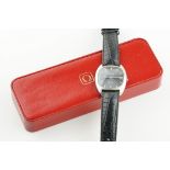 OMEGA DE VILLE AUTOMATIC TV WRISTWATCH W/ BOX, squared grey sunburst dial with hour markers and