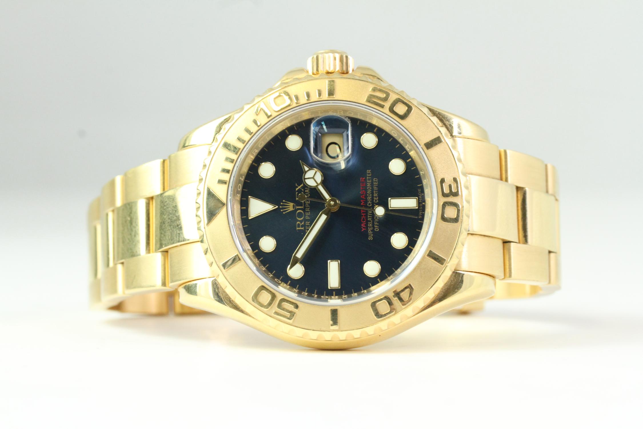 18CT GOLD ROLEX YACHT-MASTER 16628 WITH BOX AND PAPERS 2008 - Image 4 of 12