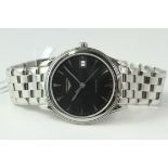LONGINES FLAGSHIP AUTOMATIC REFERENCE L4 black dial, 36mm stainless steel case and bracelet,