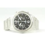 BELL & ROSS AUTOMATIC CHRONOGRAPH REFERENCE BR126-94-SS-12381, circular black dial, white baton