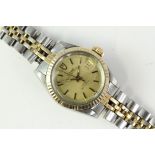 LADIES TUDOR PRINCE OYSTERDATE REFERENCE 92413N, circular champagne dial with baton hour markers,