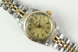 LADIES TUDOR PRINCE OYSTERDATE REFERENCE 92413N, circular champagne dial with baton hour markers,