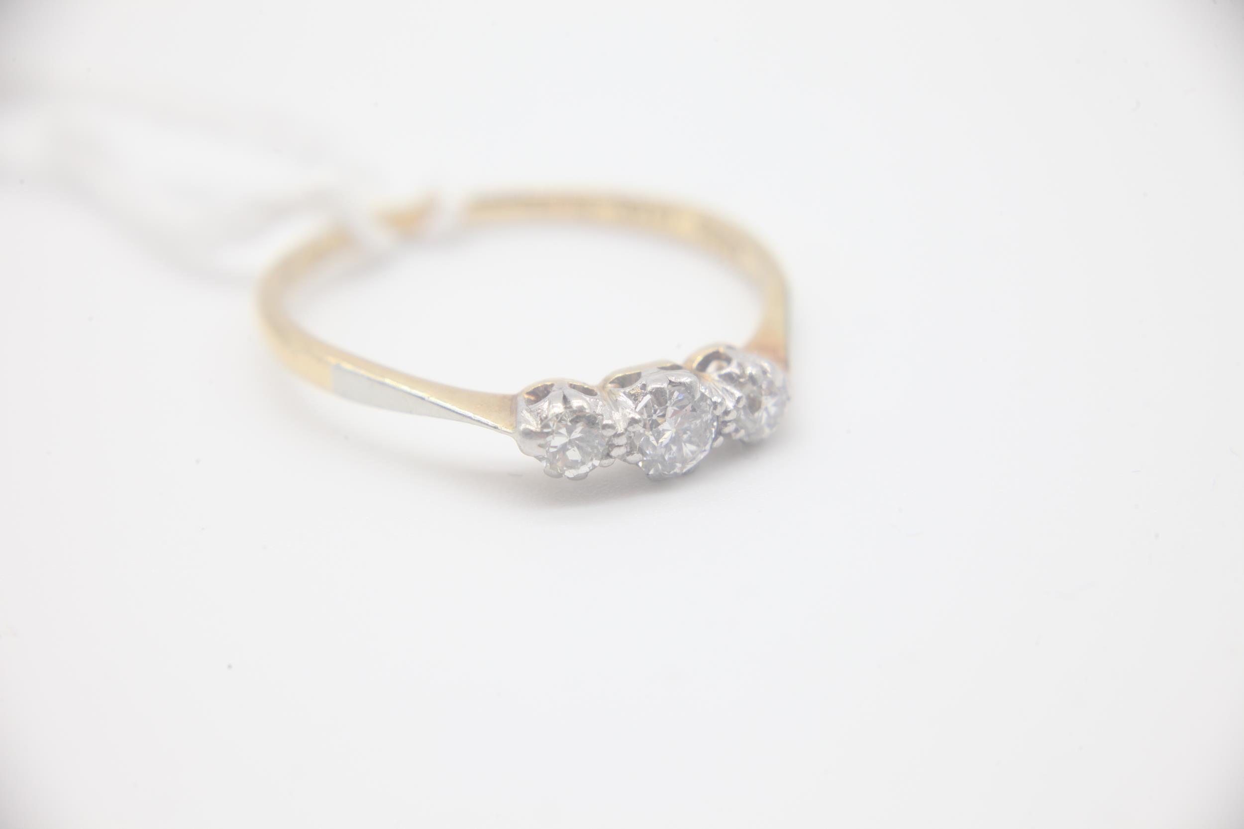 18ct Gold Diamond Three Stone Ring Marked 18CT PLAT by the maker HG&S with an estimated 40pts of - Image 4 of 4