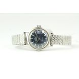 AUTOMATIC LADIES OMEGA GENEVE, Blue dial with date function. 23mm stainless steel case. On a