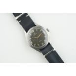 RARE VINTAGE ZENITH S.58 MARK I WRISTWATCH CIRCA 1958-59, circular black dial with hour marker and