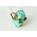 Antique 9ct gold and natural large turquoise ring. Set in 9ct gold marked 9ct . Measuring 2.1cm in