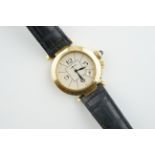 CARTIER PASHA 18CT GOLD WRISTWATCH REF. 820905, circular off white dial with arabic numeral hour