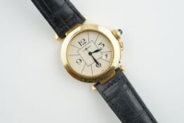 CARTIER PASHA 18CT GOLD WRISTWATCH REF. 820905, circular off white dial with arabic numeral hour