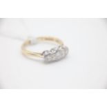 Fine 18ct Gold and Three Stone Diamond Ring Set in an illusion setting. Fully hallmarked for 18ct