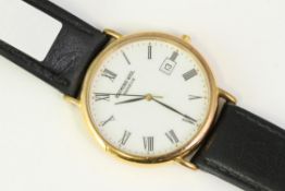 RAYMOND WEIL REFERENCE 9143, white dial, Roman numerals, gold plated 34mm case, black leather