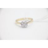 Fine 18ct Gold and Diamond Cluster Ring Set with Brilliant Cut Diamonds. Fully hallmarked with a