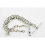 ***TO BE SOLD WITHOUT RESERVE*** SILVER FOB CHAIN W/ T BAR, hallmarked silver albert chain with t