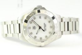 LADIES TAG HEUER AQUARACER REFERENCE WAY1313, mother of pearl diamond dot dial, stainless steel 38mm