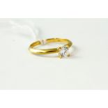 18kt yellow gold solitaire diamond ring, approximately 0.51cts G/SI1, weighs 2.4 grams. Uk size N