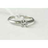 18kt White gold solitaire diamond ring, approximately 0.52cts H/VS2, weighs 2.1 grams. Uk size M