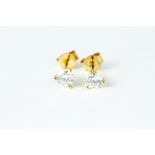18kt Yellow gold diamond earrings, approximately 1ct H/VS2