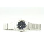 LADIES OMEGA CONSTELLATION, Blue dial, 23mm stainless steel case. On an integrated bracelet with