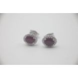 Fine 18ct White Gold Diamond and Ruby Stud Earrings With an estimated 1.23 carats of Rubies and 0.18