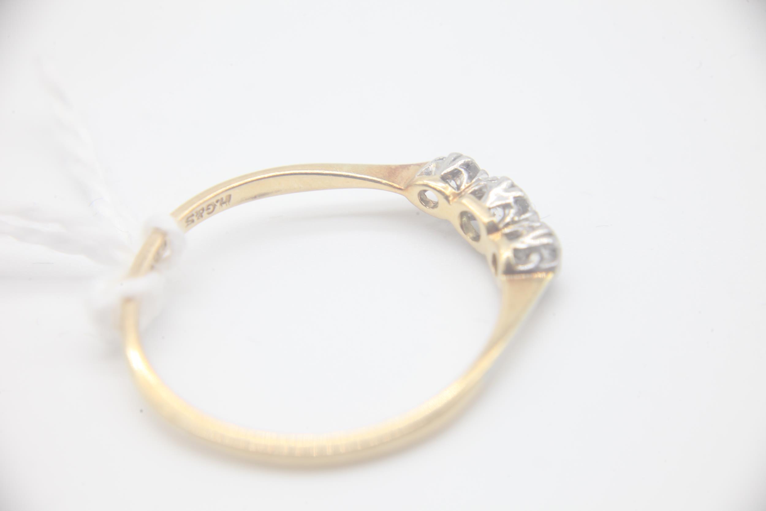 18ct Gold Diamond Three Stone Ring Marked 18CT PLAT by the maker HG&S with an estimated 40pts of - Image 3 of 4