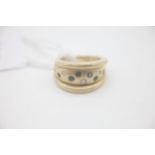 Fine 18ct Gold Sapphire Diamond and Emerald Ring Set in 18ct Gold with an unusual sun and moon