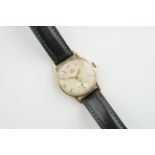 SMITHS DE LUXE 9CT GOLD WRISTWATCH, circular linen dial with hour markers and hands, 31mm 9ct gold