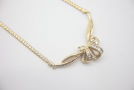 Fine 18ct Gold and Baguette Cut Diamond Ribbon Collar Necklace Set in 18ct Gold marked 750 ITALY