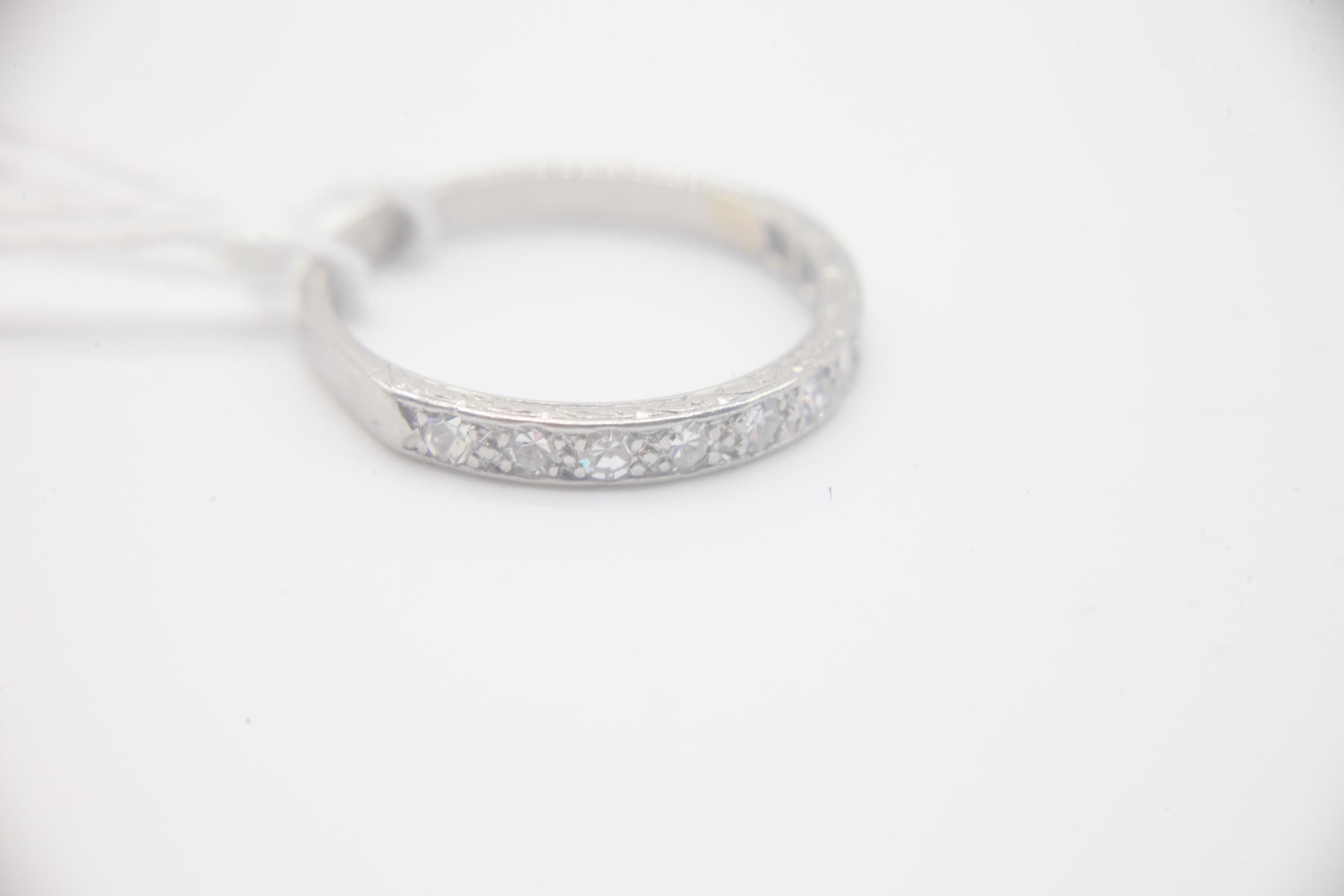 Antique Art Deco Platinum and Diamond Half Eternity Ring Marked PLAT and set with Diamonds with an - Image 2 of 4