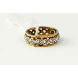 Vintage 9ct gold and paste full eternity ring, uk size J. Weighs 3.7 grams.
