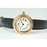 CARTIER TRINITY REFERENCE 2357, circular cream dial with Roman numerals, tri golour gold 18ct