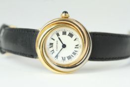 CARTIER TRINITY REFERENCE 2357, circular cream dial with Roman numerals, tri golour gold 18ct
