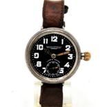 ZENITH TRENCH WATCH WITH RARE BLACK ENAMELLED DIAL IN STERLING SILVER 925 CASE RETAILED BY BIRCH AND