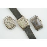 GROUP OF STERLING SILVER DRESS WRISTWATCHES, 3 sterling silver wristwatches, mechanical movements,