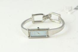 QUARTZ LADIES GUCCI, Tiffany blue dial, In a 12mm x 24mm stainless steel case. On a stainless