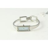 QUARTZ LADIES GUCCI, Tiffany blue dial, In a 12mm x 24mm stainless steel case. On a stainless