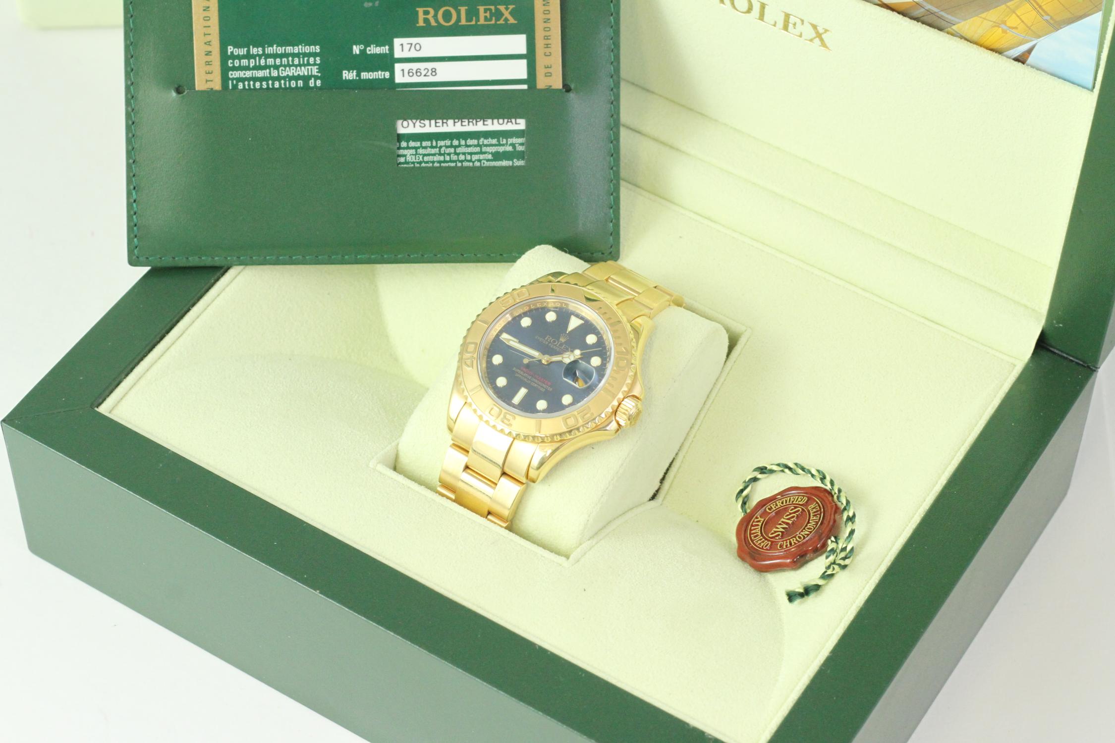 18CT GOLD ROLEX YACHT-MASTER 16628 WITH BOX AND PAPERS 2008 - Image 2 of 12