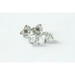 18kt White gold diamond earrings, approximately 1ct G/SI1