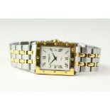 RAYMOND WEIL TANGO QUARTZ WRISTWATCH WITH BOX, rectangular dial with roman numeral hour markers,