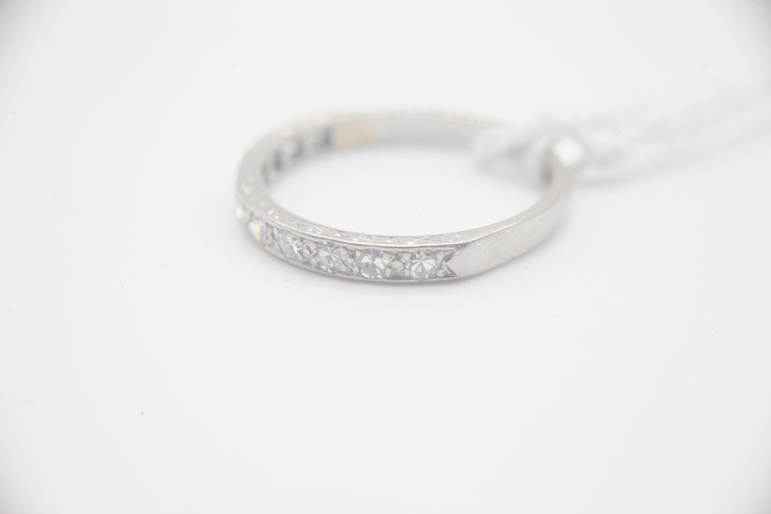 Antique Art Deco Platinum and Diamond Half Eternity Ring Marked PLAT and set with Diamonds with an - Image 4 of 4