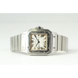 CARTIER SANOTS GALBEE REFERENCE 2319 AUTOMATIC, silvered dial, Roman numerals, polished bezel,