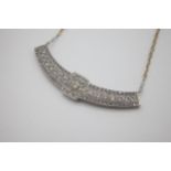 Fine Heavy 18ct Gold and Platinum Diamond Pendant Necklace Set with a mix of Old and Brilliant Cut