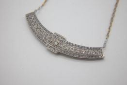 Fine Heavy 18ct Gold and Platinum Diamond Pendant Necklace Set with a mix of Old and Brilliant Cut
